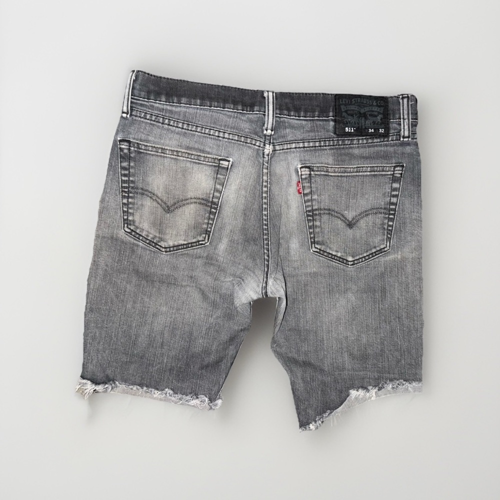Levi’s Men’s Grey Denim Cut Off Shorts Raw Hem Comfort Stretch W34